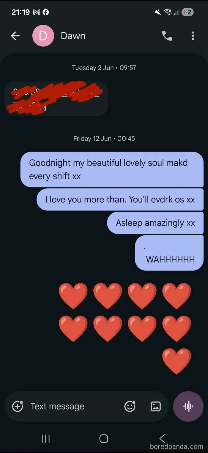Garbled late night text messages sent to the wrong person as wrong number texts.