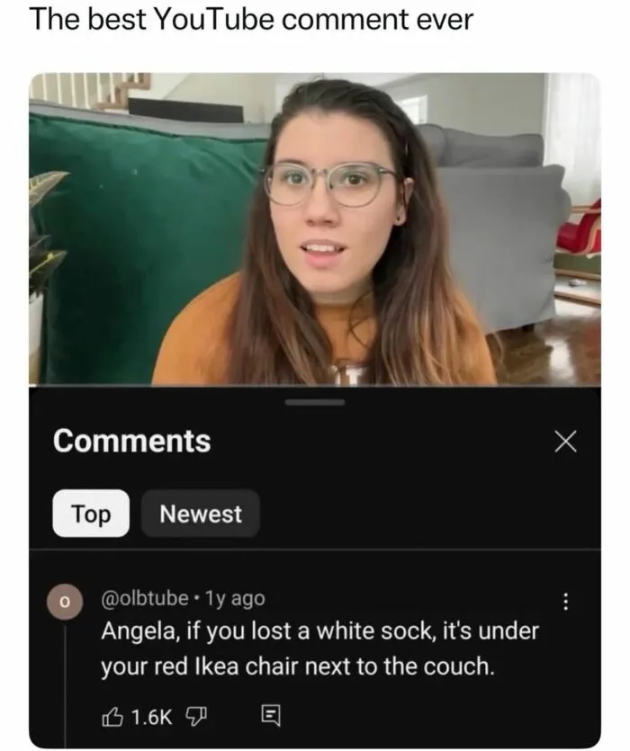 Relatable memes featuring funny YouTube comment about a lost sock.