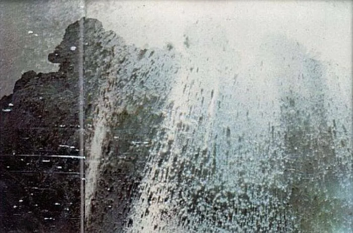 Volcanic eruption spraying ash and debris, captured in photos for the last time.