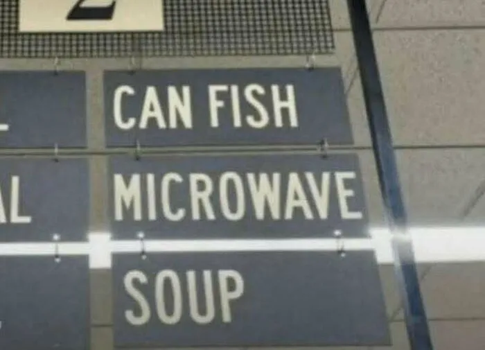 A supermarket aisle sign with confusing layout creating hilarious ads and signs