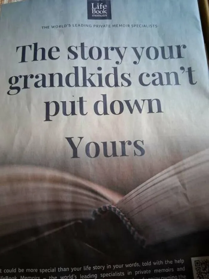 Book advertisement with unfortunate typography as an example of hilarious ads and signs