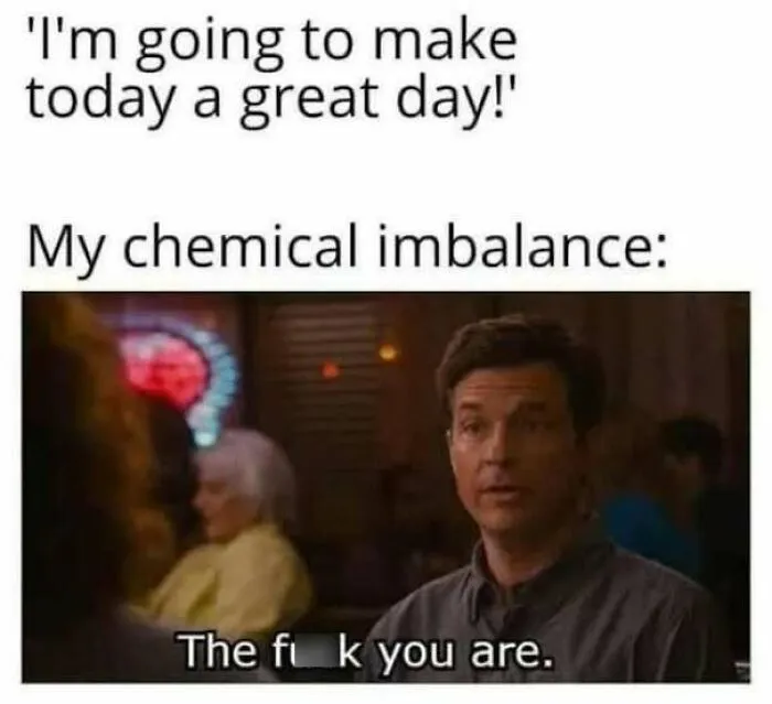 Meme about chemical imbalance disrupting plans for a great day