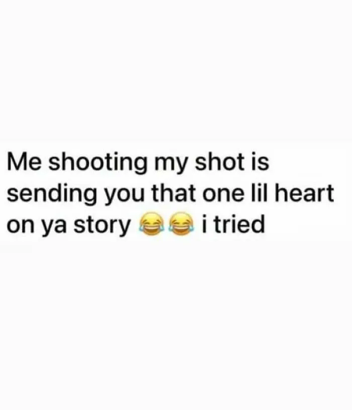 Text meme about sending a small heart on social media story