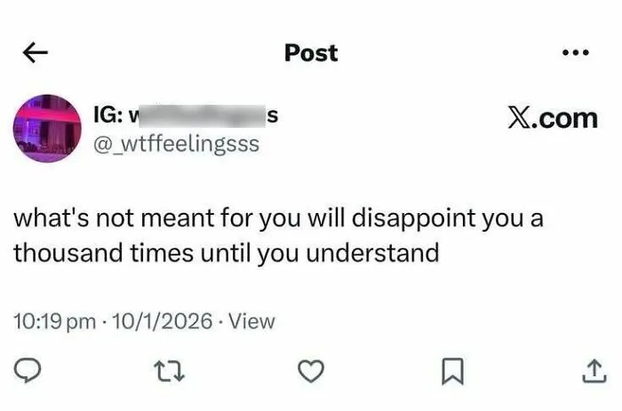 Social media post about disappointment and understanding viral internet post