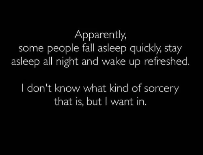 Text meme about wanting to fall asleep quickly and wake up refreshed from internet posts