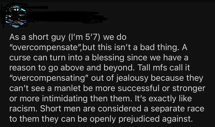 Short man discusses overcompensating and prejudice against short men