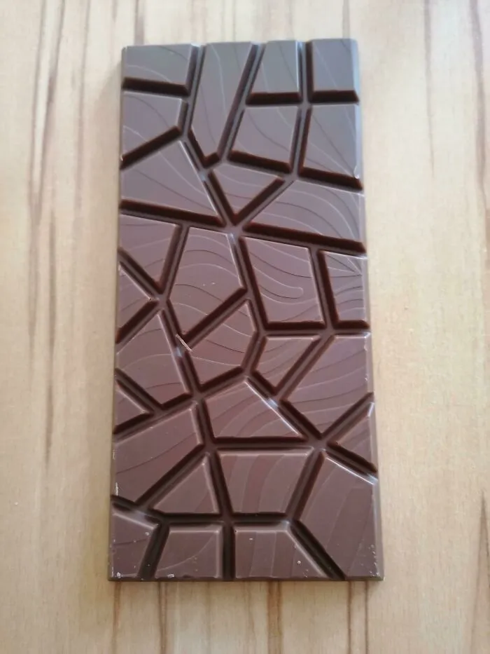 Chocolate bar with irregular broken style design for ridiculous design choices