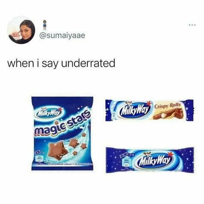 Image of underrated British Milky Way magic stars and crispy rolls candy