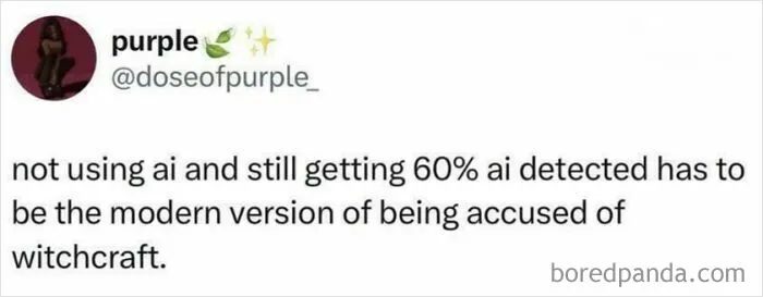 "Not Using AI And Still Getting 60% AI Detected Has To Be The Modern Version Of Being Accused Of Witchcraft"