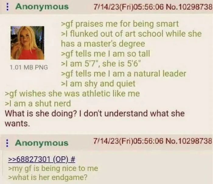 Wholesome life moments of a shy person praised by girlfriend for intelligence and character