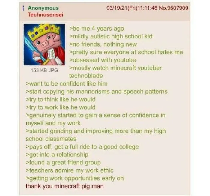 Wholesome life moments shared about confidence inspired by Minecraft YouTuber Technoblade