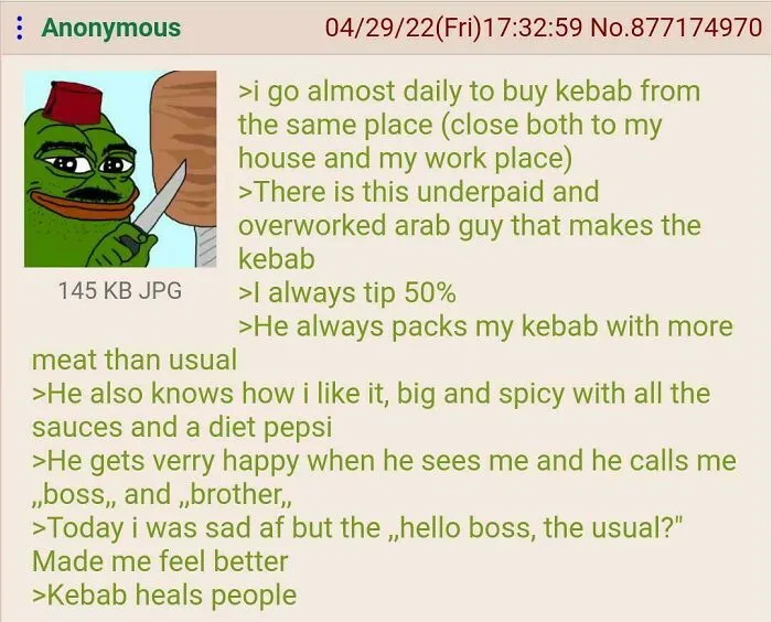 Wholesome kebab shop story about kindness and generous tipping