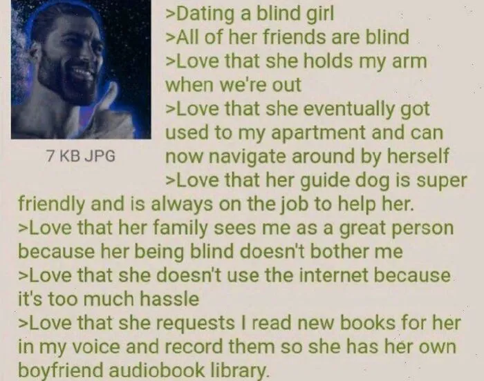 Wholesome story about dating a blind girl and her guide dog navigating her apartment independently