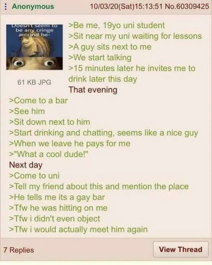 University student meets a nice guy at a bar who later turns out to be hitting on them