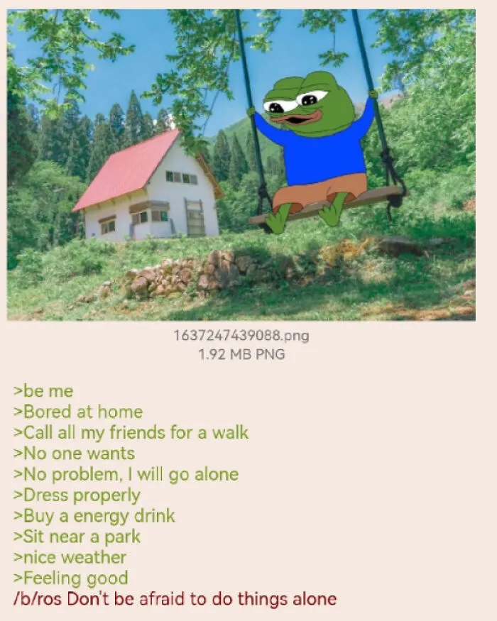 Wholesome life moments overcoming loneliness enjoying a solitary walk by a swing in nature