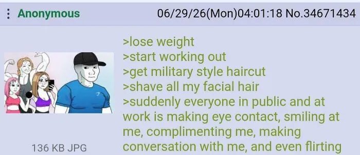 Weight loss and new haircut leading to positive social interactions as a wholesome life moment