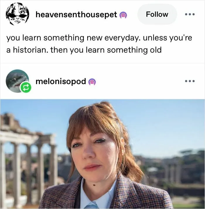 Tumblr post about learning history with an image of a woman outdoors