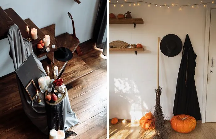 Halloween decorations and spooky mask for fall poll