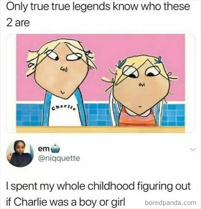 British cartoon humor with Charlie causing childhood gender confusion