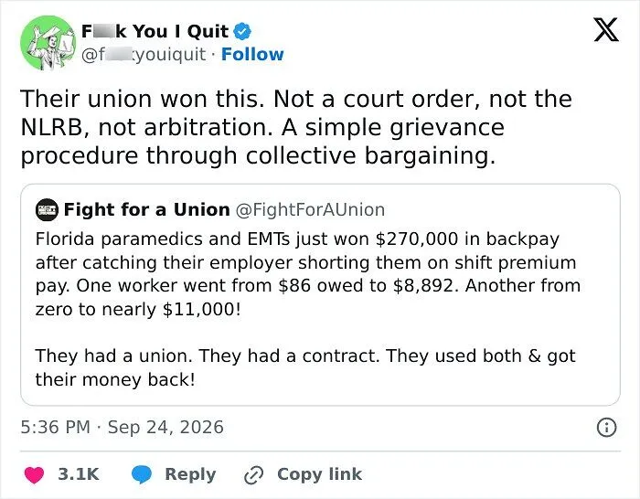 Union grievance procedures winning back pay for paramedics and EMTs
