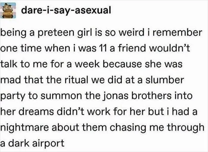 Funny and random posts from Tumblr about a preteen slumber party ritual.