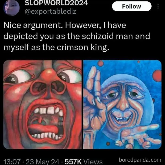 Humorous internet memes showcasing surreal character illustrations side by side