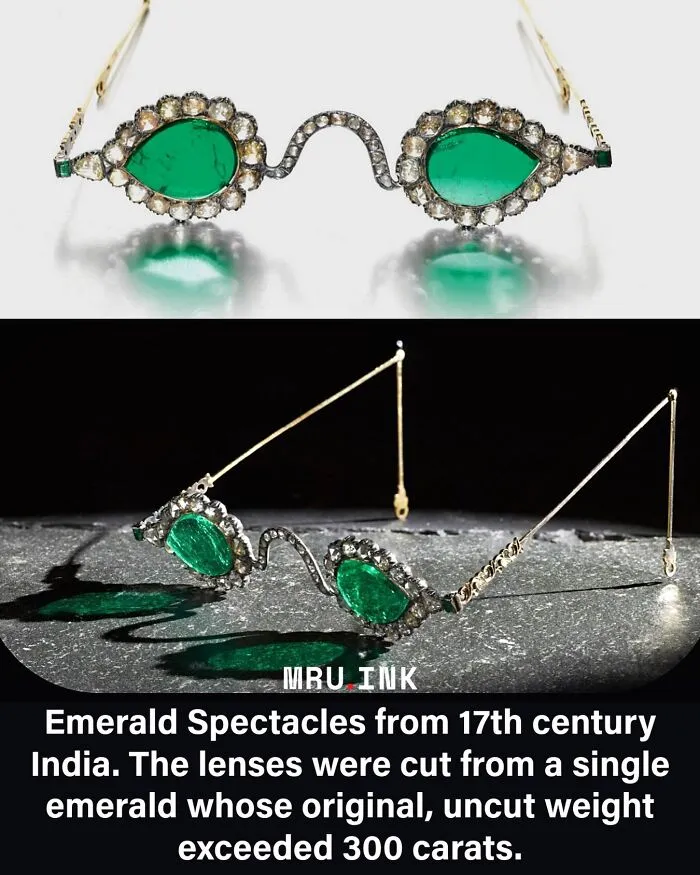 17th-century emerald spectacles from India, an example of strange photos and facts from history.