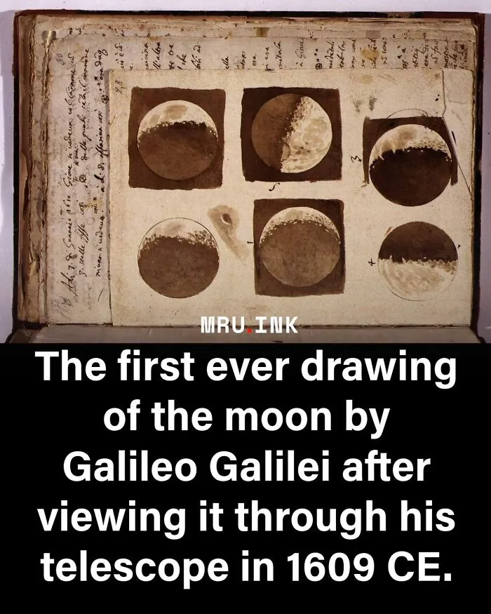 Galileo Galilei's historical 1609 astronomical drawings of the moon, highlighting fascinating photos and facts.