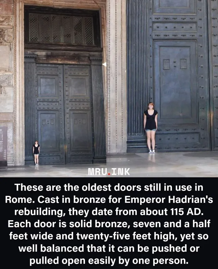 Massive ancient bronze doors in Rome showing incredible scale, featured in strange photos and facts