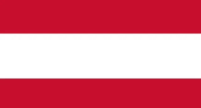 Horizontal triband flag with red top and bottom stripes and a white center band, the national flag of Austria.