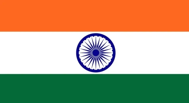 Horizontal orange, white, and green tricolor flag with a navy blue Ashoka Chakra wheel in the center for similar flags quiz
