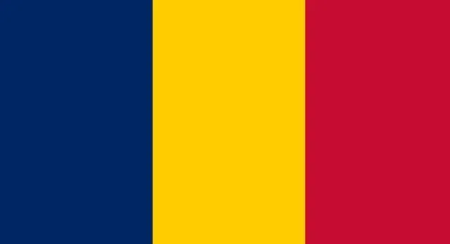 Vertical blue, yellow, and red tricolor representing Chad in a quiz to name this flag.
