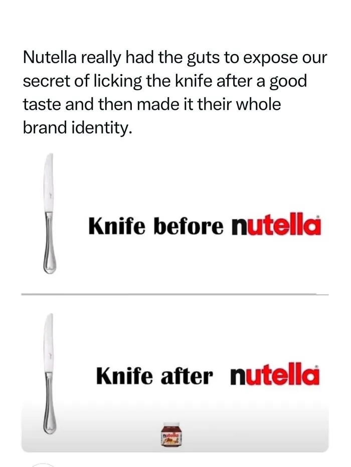 Simple and clever Nutella print ad demonstrating iconic ads in consumer marketing.