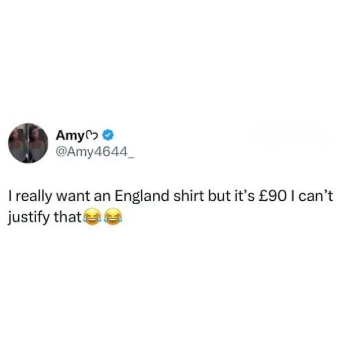 A tweet joking about expensive England football shirts in hilarious memes about being British.