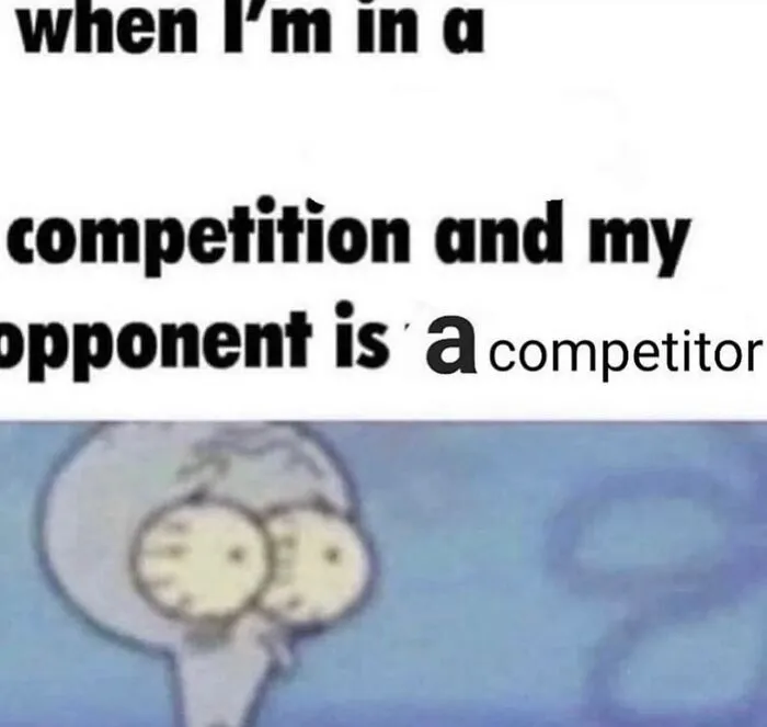Absurd internet post with a cartoon character in a competition meme