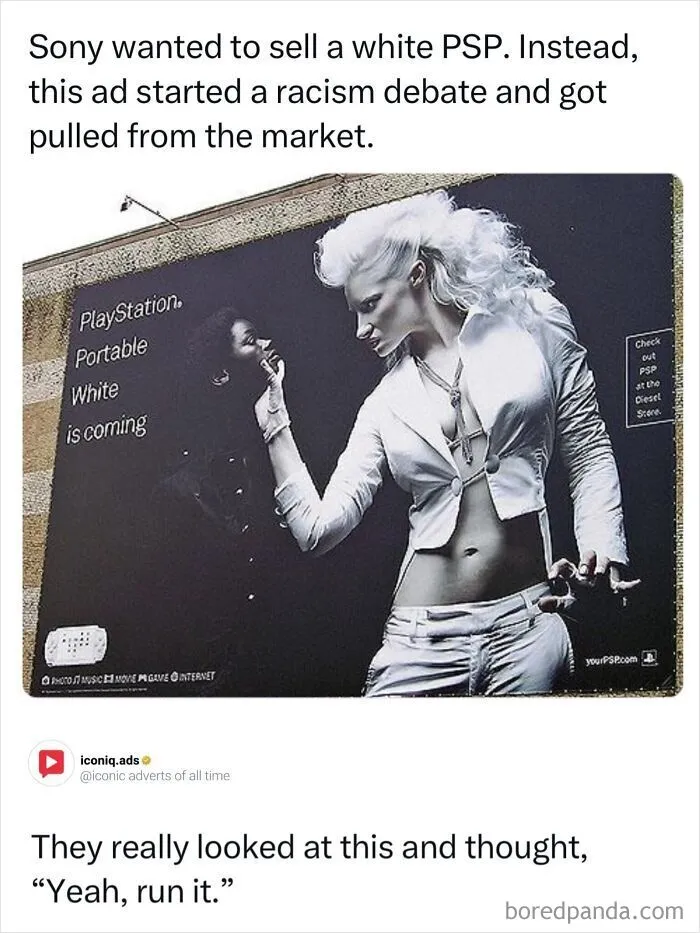 Entertaining and iconic ads showing controversial Sony PlayStation Portable white billboard campaign image