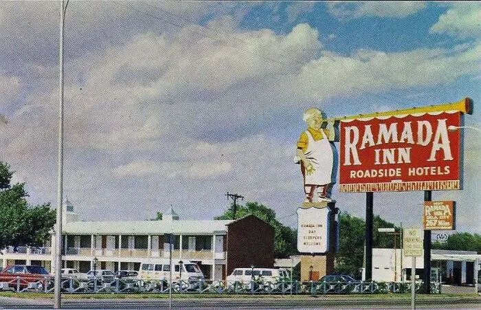 Vintage Ramada Inn sign from one of the old photos of America.