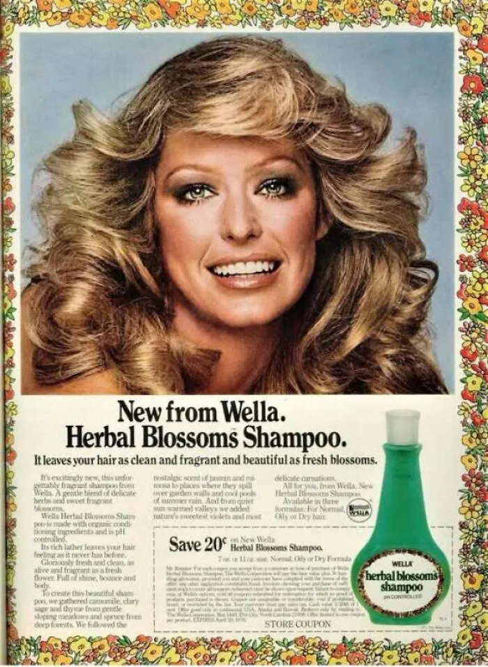 Retro advertisement featured in old photos of America showing shampoo product