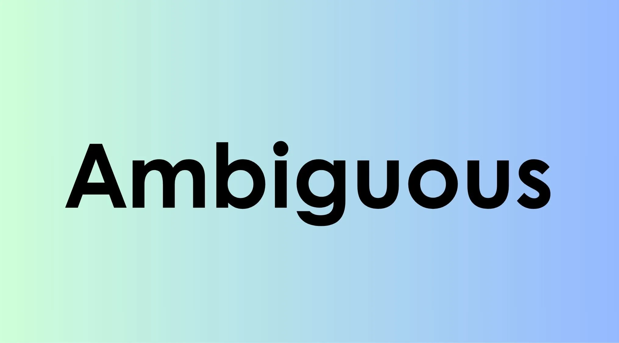 Language quiz graphic featuring the word Ambiguous on a blue and green gradient background.