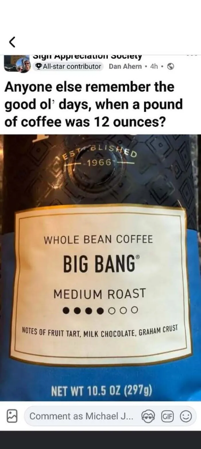 Social media post claiming a pound is 12 ounces, showing a person who is confidently wrong.