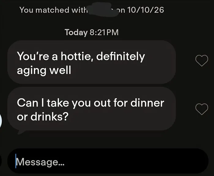 Screenshot of a chat exchange showcasing funny Tinder stories about an backhanded compliment.