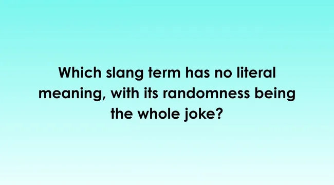 Question asking which slang words in America have no literal meaning, displayed on a blue background