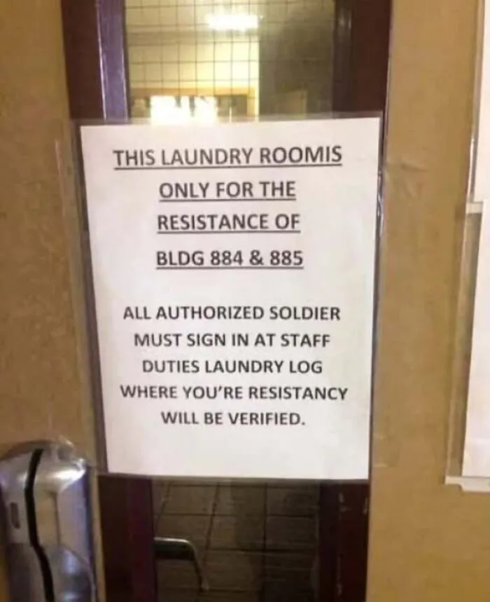 A sign with humorous typos like resistance instead of residents, illustrating people being confidently wrong.