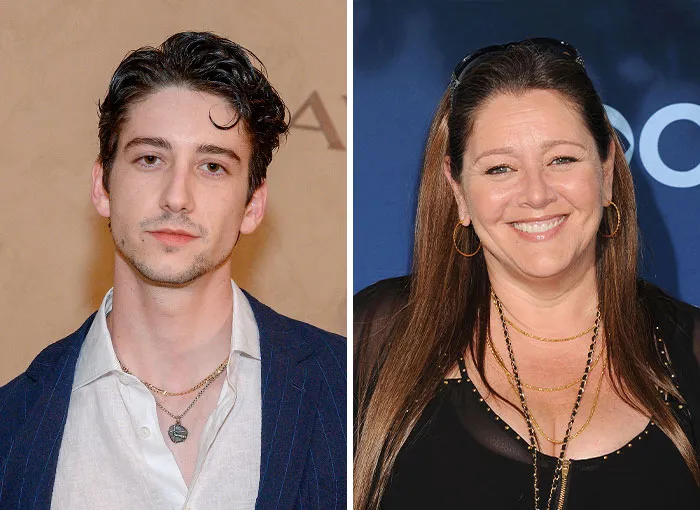 Side-by-side photos of Milo Manheim and his mother Camryn Manheim, showcasing nepo babies in Hollywood.