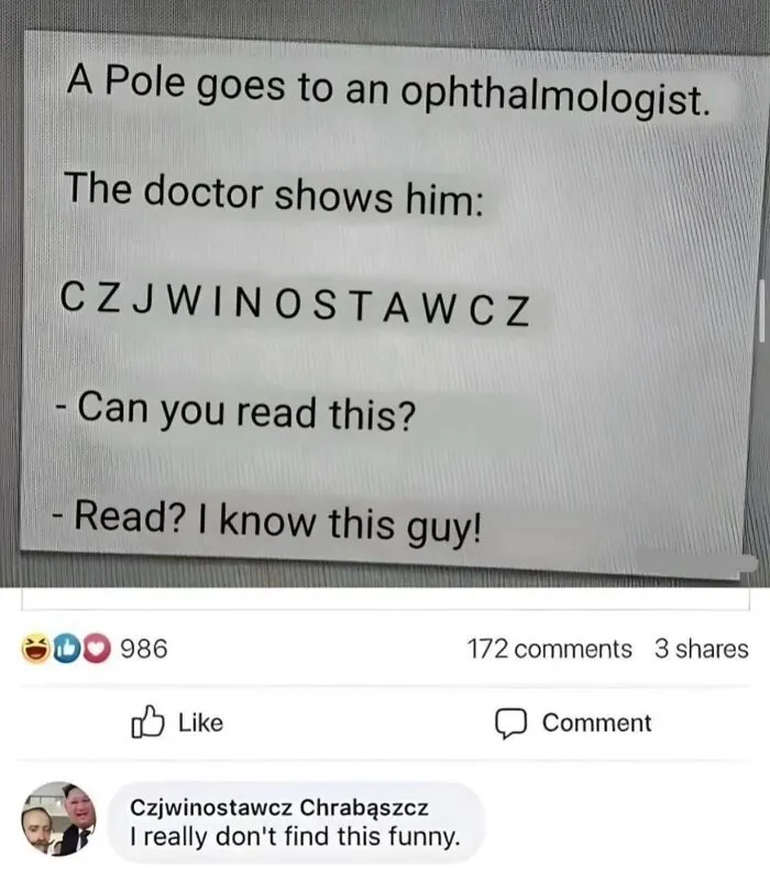 Funny history meme about reading Polish letters joke