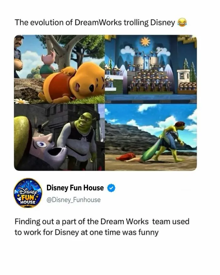 DreamWorks animation troll of Disney characters, popular movies and memes in pop culture