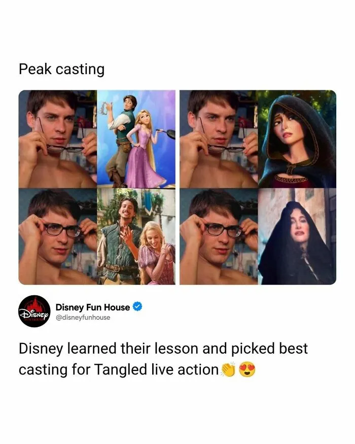 Comparing live-action casting choices for Tangled with actors and animated characters