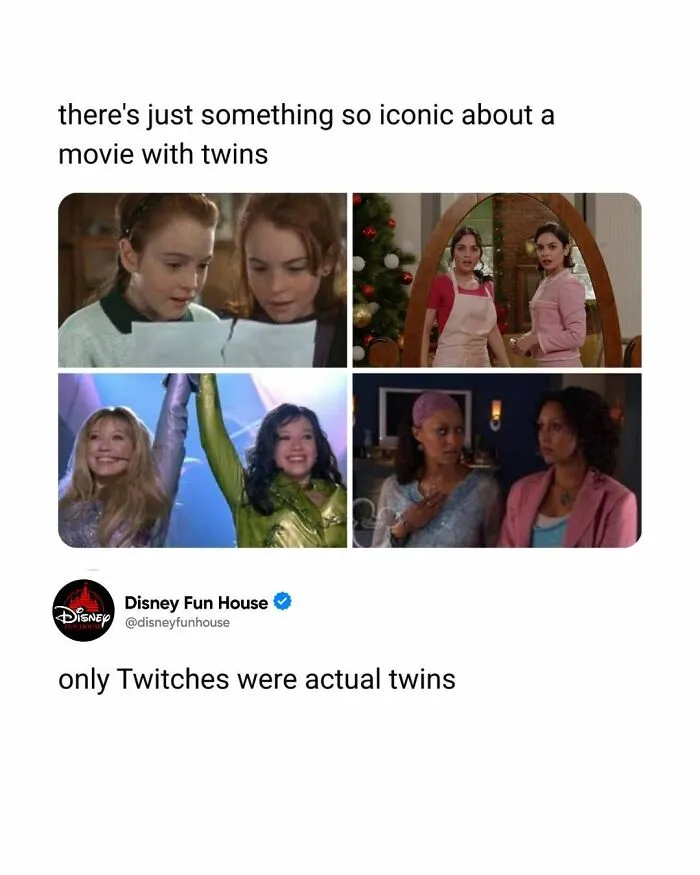 Movie scenes featuring twins with comment on actual twins in film Twitches