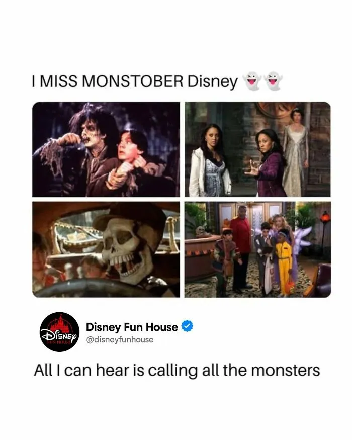 Nostalgic Disney Monstober scenes and characters evoking classic monster stories