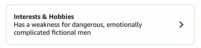 Amazon shoppers like dangerous complicated fictional men in interests and hobbies